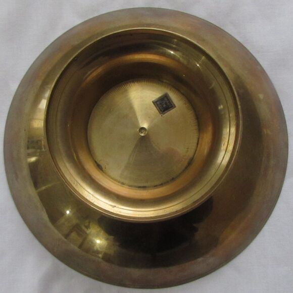 Brass cloisonne brass candy dish bowl Christmas dish jingle bells holly India - Picture 8 of 8